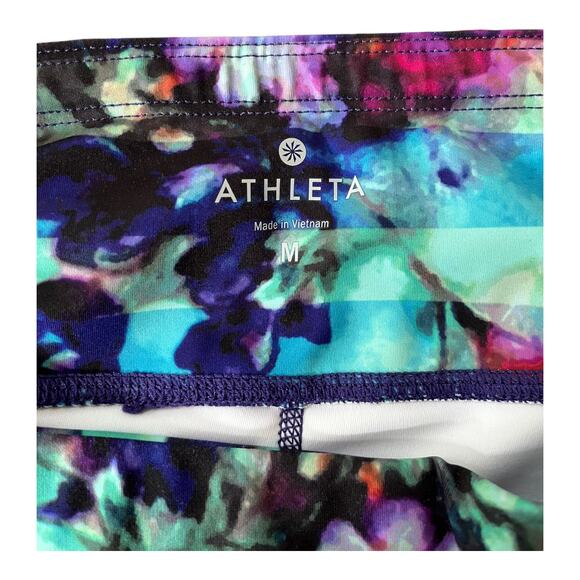 Athleta Floral Fade Stripe Sonar Capri Leggings Polyester Spandex Women's Small - Picture 3 of 6